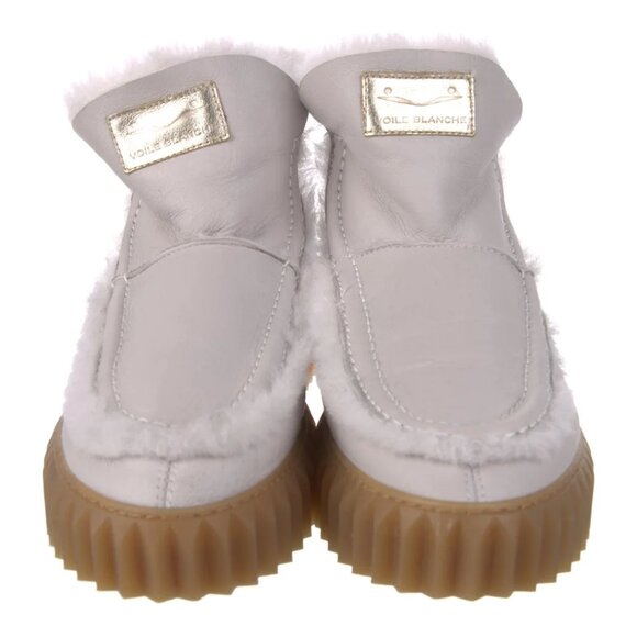 NEW VOILE BLANCHE Bice Honey Shearling Lined Leather Booties light grey 1266tn - Picture 4 of 8
